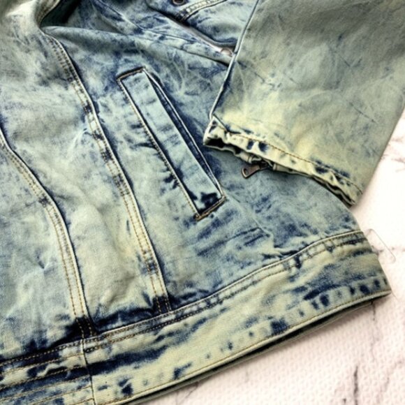Men's Blue Vintage Washed Fashion Denim Jacket NWT - Picture 5 of 7